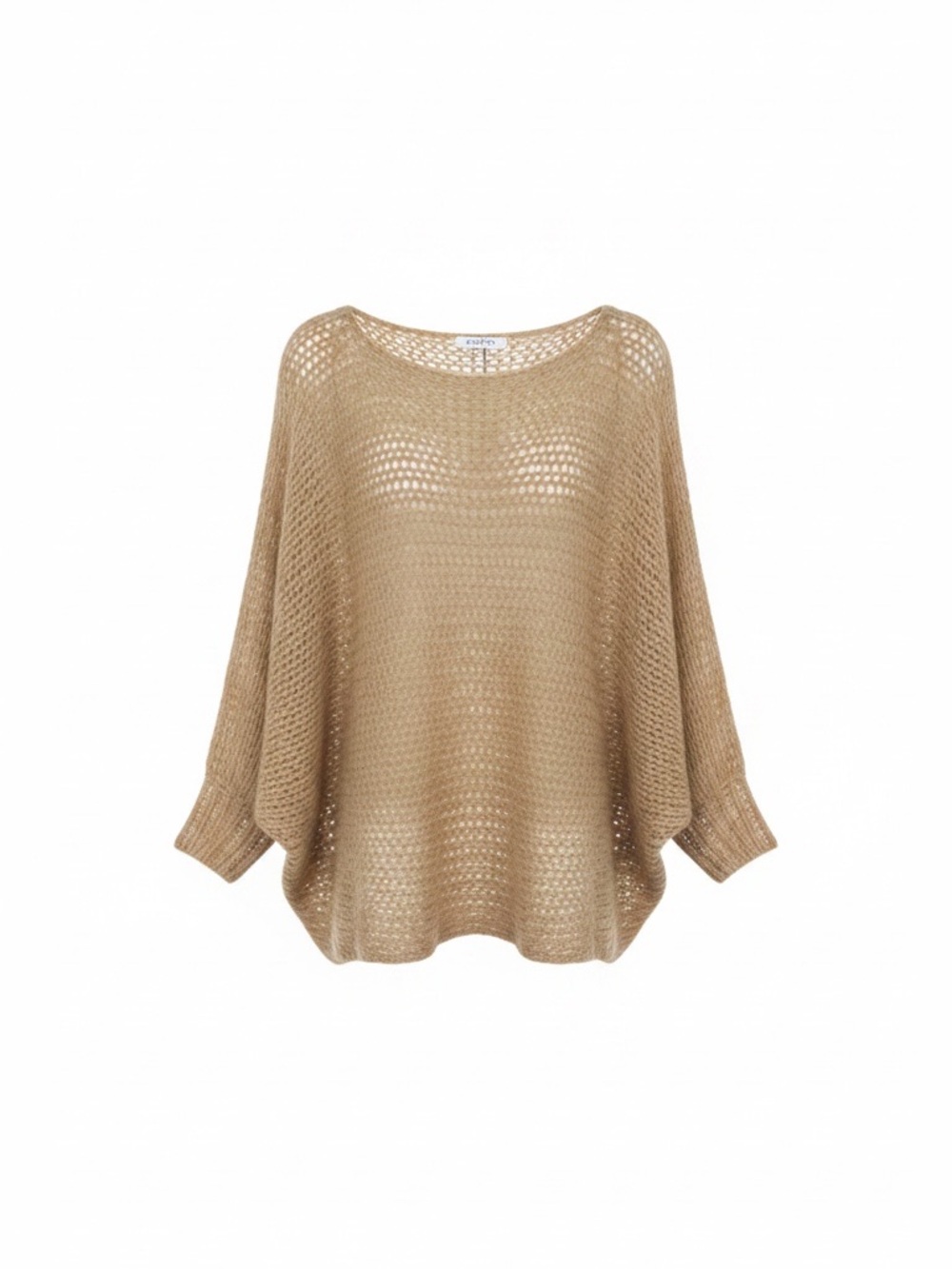 Lightweight Open-Knit Tan Dolman Sweater - Solution